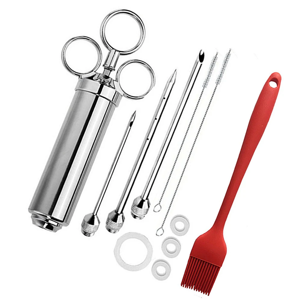Grill Marinade Seasoning Injector Turkey Meat Injectors Stainless Steel Cooking Syringe Injection With 3 Needles Kitchen Tools
Grill Marinade Seasoning Injector Turkey Meat Injectors Stainless Steel Cooking Syringe Injection With 3 Needles Kitchen Tools