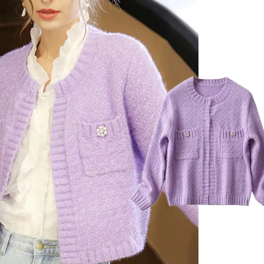 Jenny&Dave Fashion Knitted Cardigans Women England Style Violet Simple Jewelry Button Elegant Single Breasted Jacket Women Tops
Jenny&Dave Fashion Knitted Cardigans Women England Style Violet Simple Jewelry Button Elegant Single Breasted Jacket Women Tops