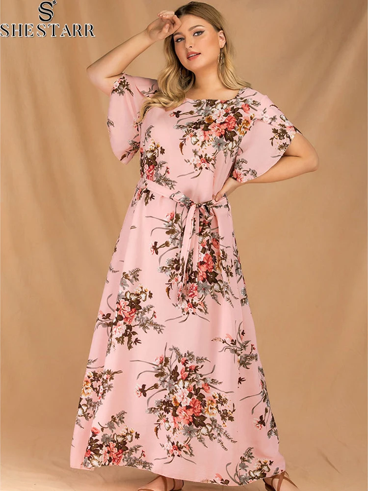 SHESTARR Summer Dresses for Women Casual Floral Crew Neck Loose Chiffon Trumpet Sleeves with Belt Ankle-Length Plus Size Dress
SHESTARR Summer Dresses for Women Casual Floral Crew Neck Loose Chiffon Trumpet Sleeves with Belt Ankle-Length Plus Size Dress