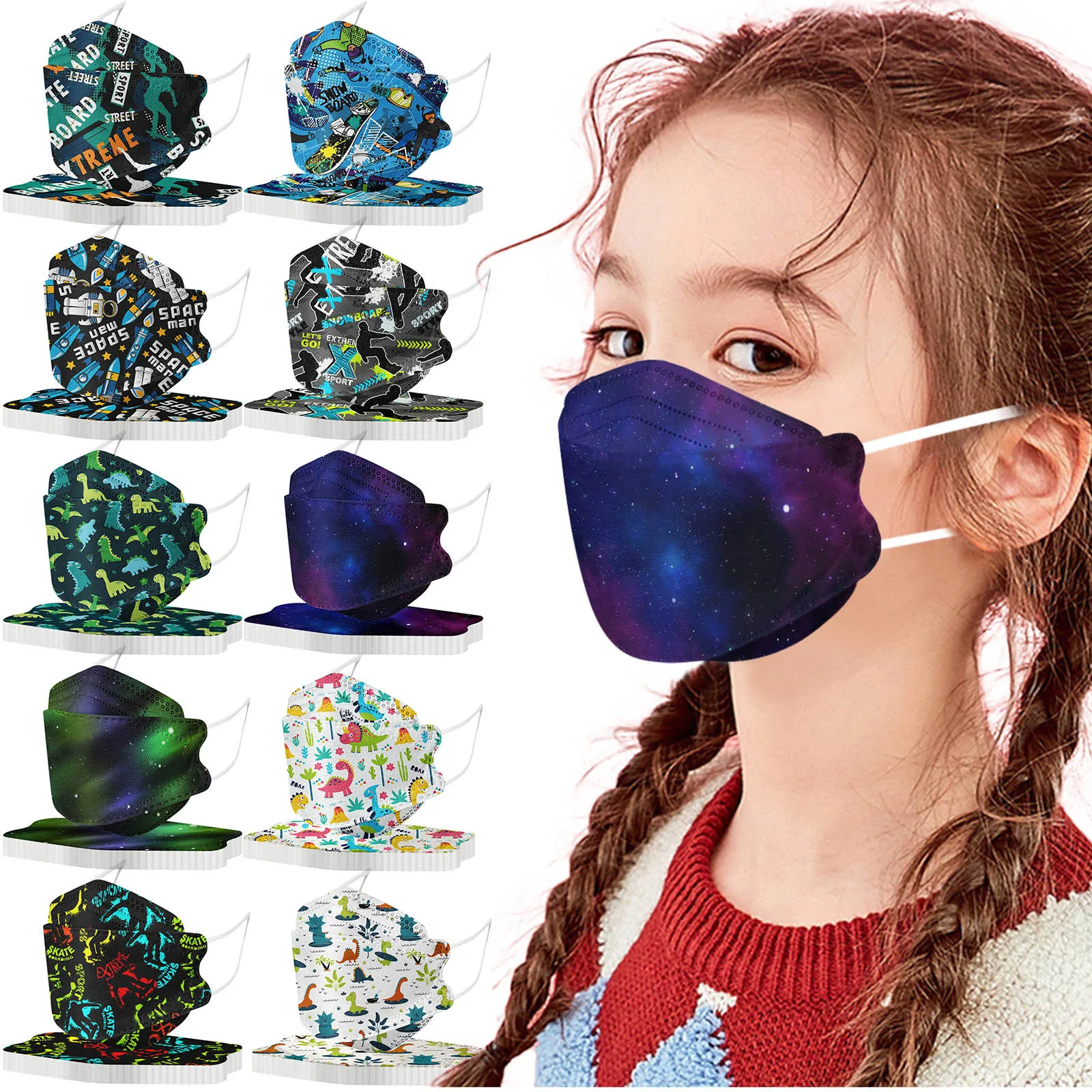 10PC Child Dinosaur Printing Fish Masks Anti-fog Dust-proof For Kids Animal Prints Pm2.5 Masks Earloop Bandage Disposable Masks
10PC Child Dinosaur Printing Fish Masks Anti-fog Dust-proof For Kids Animal Prints Pm2.5 Masks Earloop Bandage Disposable Masks