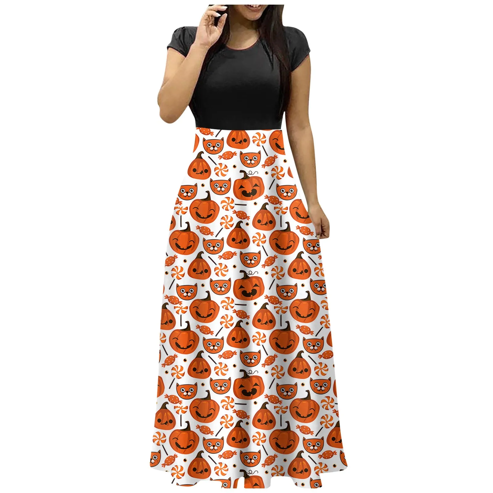 Women's Dress Fashionable Floor-Length Dresses For Woman Round Neck Short Sleeves Halloween Frocks For Girls Vestidos Para Mujer
Women's Dress Fashionable Floor-Length Dresses For Woman Round Neck Short Sleeves Halloween Frocks For Girls Vestidos Para Mujer