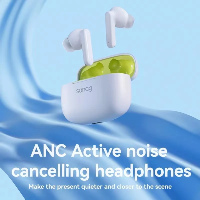 

sanag T80S PRO Active Noise Cancelling Headphones Dual Host AAC HiFi TWS Wireless Bluetooth Earphone ANC Earbuds 4 MIC Headset