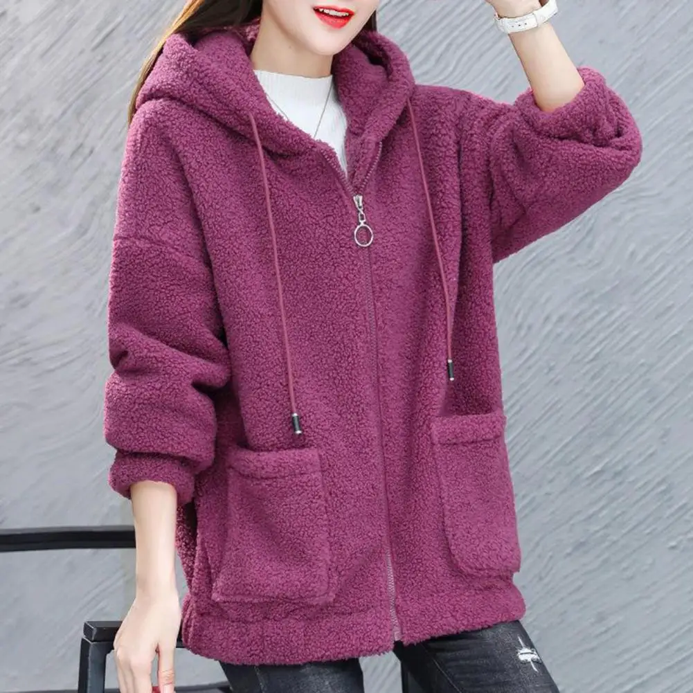 Elegant Women Coat Women Solid Color Coat Stylish Women's Hooded Drawstring Coat Warm Plush Cardigan with Pockets for Autumn
Elegant Women Coat Women Solid Color Coat Stylish Women's Hooded Drawstring Coat Warm Plush Cardigan with Pockets for Autumn