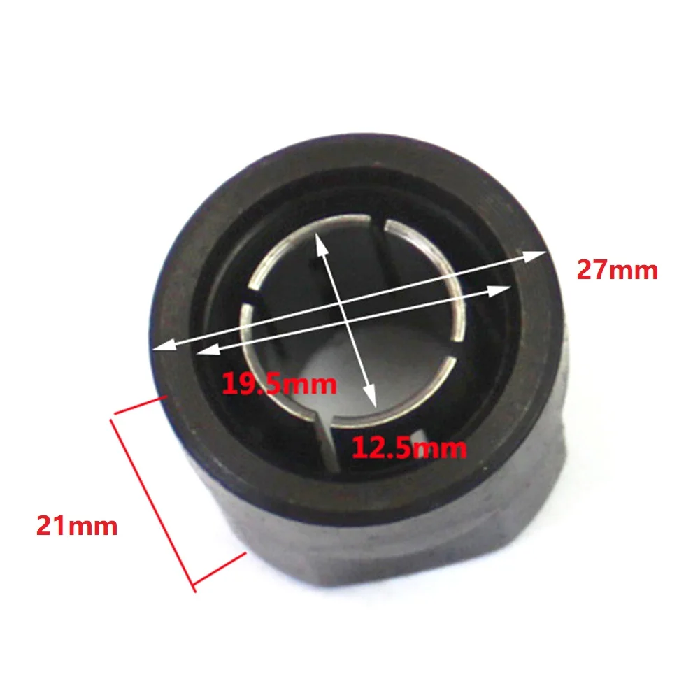 Durable Collet Nut Plunge Router 1/2 Inch 21*27mm Black Engraving Trimming Machine Female Thread 19.5mm For 3612
Durable Collet Nut Plunge Router 1/2 Inch 21*27mm Black Engraving Trimming Machine Female Thread 19.5mm For 3612