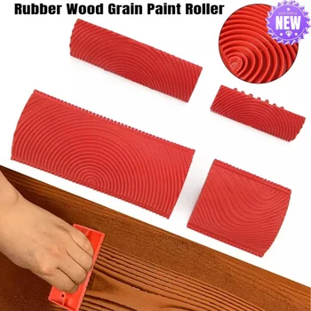 Rubber Wood Grain Paint Roller Imitation Wood Grain Pattern Paint Design Brush Home Decor Art Embossing DIY Wall Painting Tool