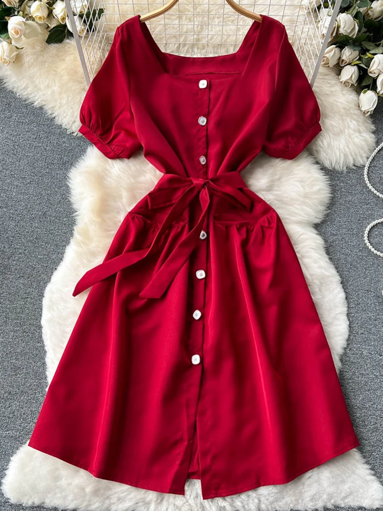 Женское винтажное однобортное платье Fitaylor, повседневное однотонное платье с квадратным воротником и пышными рукавами
Женское винтажное однобортное платье Fitaylor, повседневное однотонное платье с квадратным воротником и пышными рукавами