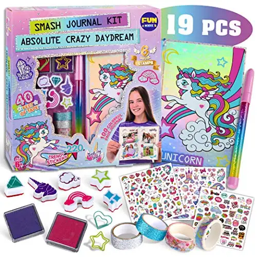 Unicorn Journal Kit Girls, FunKidz Journal Suit Combination Kit Kids with Foil Hard Cover Journal Pad Glitter Pen Tapes Perfec
Unicorn Journal Kit Girls, FunKidz Journal Suit Combination Kit Kids with Foil Hard Cover Journal Pad Glitter Pen Tapes Perfec