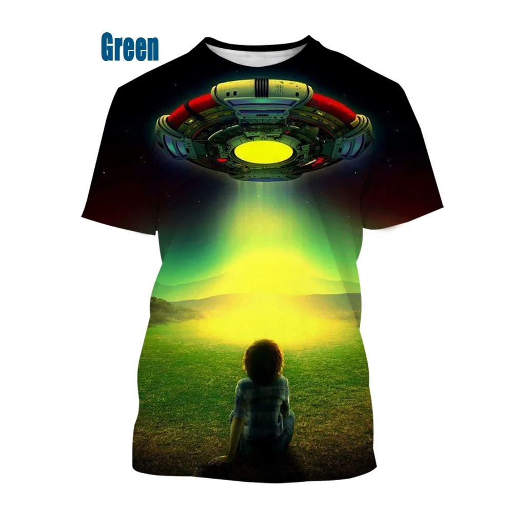 

Новинка 2022, футболка в Стиле НЛО для мужчин и женщин, хипстерские 3D летние топы в стиле Харадзюку, мягкая и удобная футболка с космическим ко...