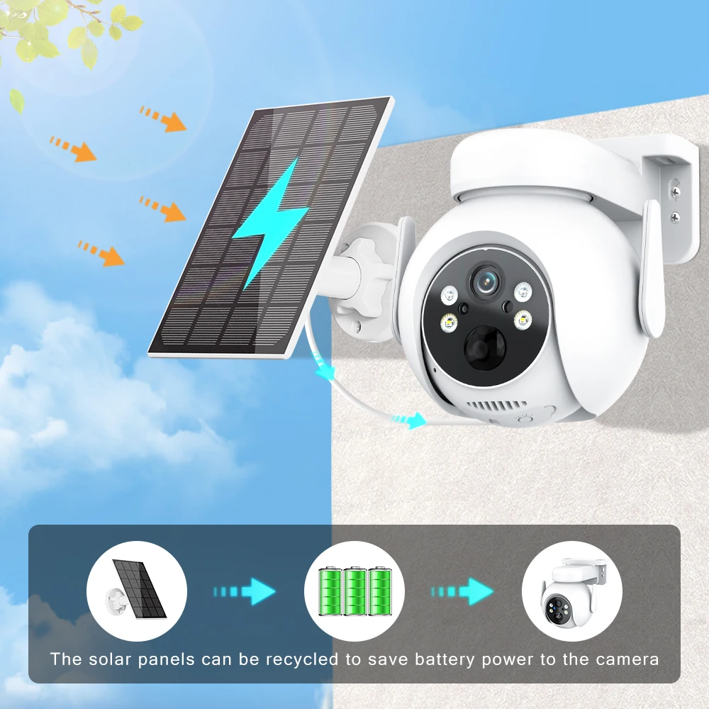 3K WiFi Solar Camera PIR Human Detection PTZ IP Cam With 7800mAh Solar Panel Recharge Battery Video Surveillance Camera
3K WiFi Solar Camera PIR Human Detection PTZ IP Cam With 7800mAh Solar Panel Recharge Battery Video Surveillance Camera
