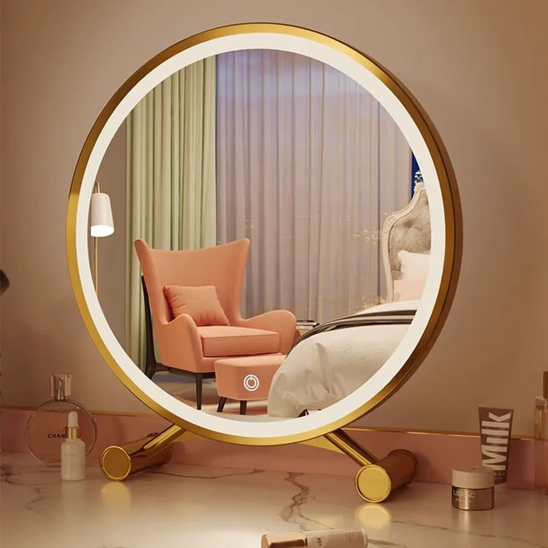 Bathroom Makeup Mirror Standing Golden Round Nordic Girls Toilet Mirror Desk Vanity Small Specchi Decorativi Home Decorations
Bathroom Makeup Mirror Standing Golden Round Nordic Girls Toilet Mirror Desk Vanity Small Specchi Decorativi Home Decorations