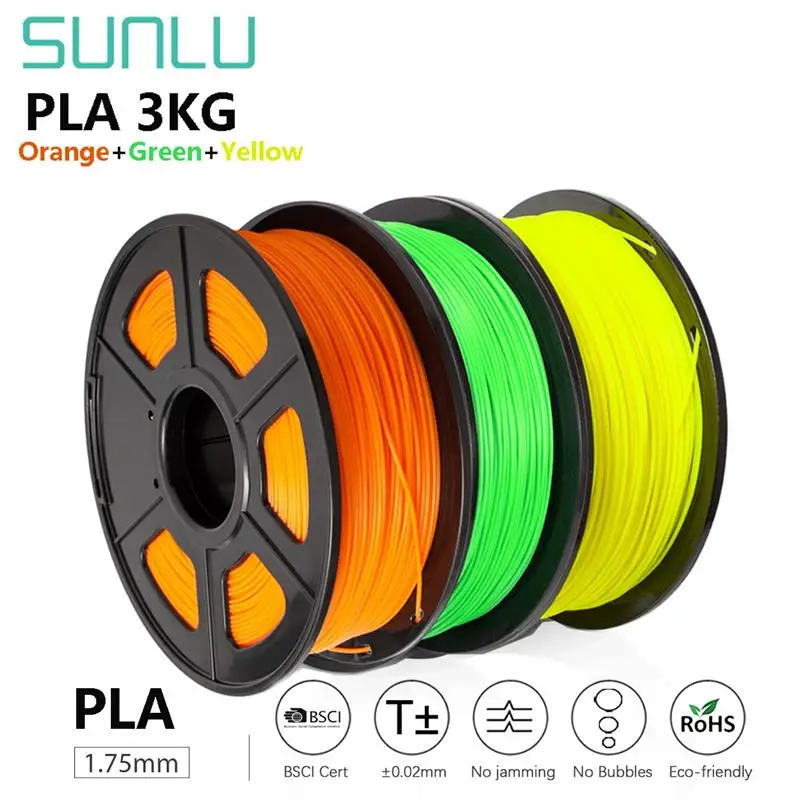 

SUNLU PLA 3D Filament 1.75mm 1KG 3D Printing Refills For FDM Printer and 3d Pen100% No Bubble High Strength And Biodegradable