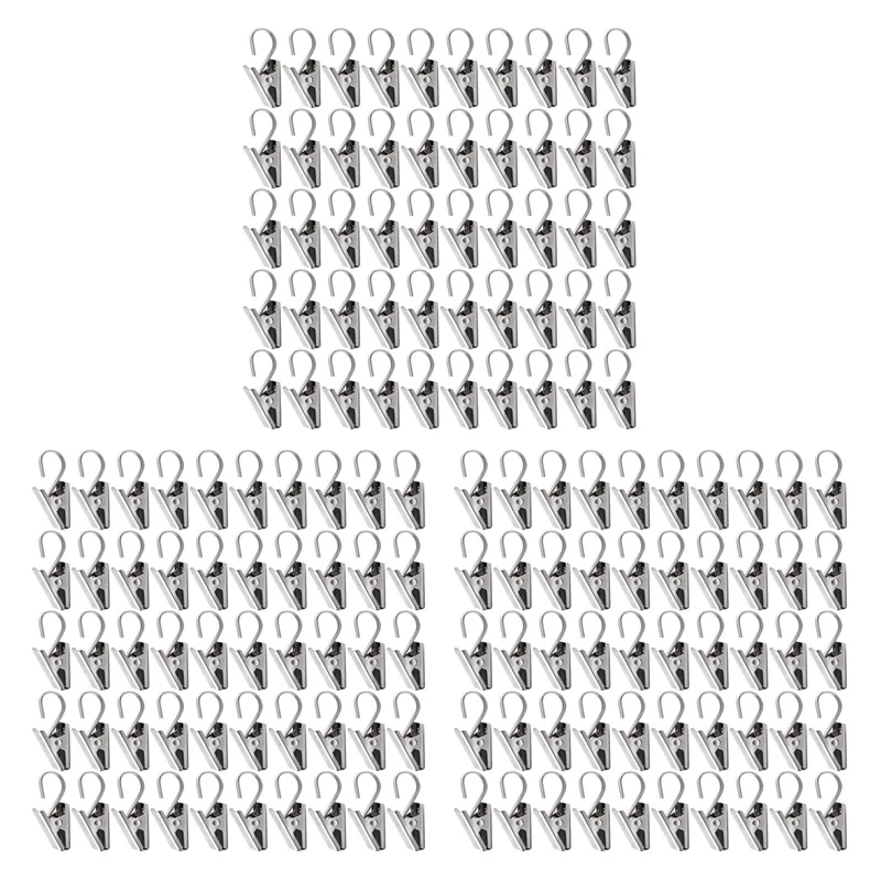 Зажимы для штор из нержавеющей стали с крючком, 150 шт. 
Зажимы для штор из нержавеющей стали с крючком, 150 шт.