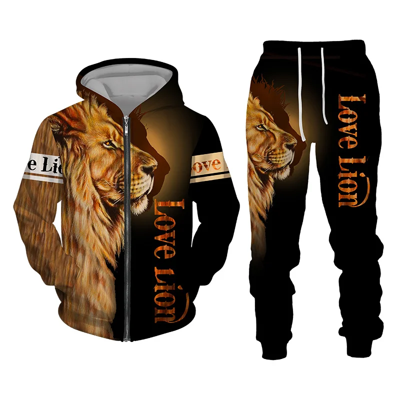Autumn and Winter Men's Tracksuit 3D The Lion Print Zipper Hoodies Sweatshirts Pants Sets Casual Mens Clothing Women's Tracksuit
Autumn and Winter Men's Tracksuit 3D The Lion Print Zipper Hoodies Sweatshirts Pants Sets Casual Mens Clothing Women's Tracksuit