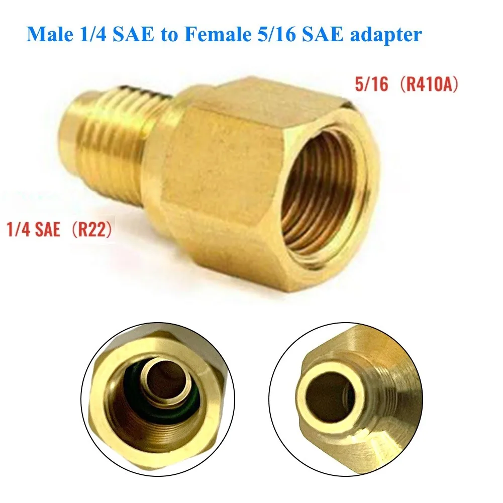 Gold Brass R410A Conditioner Adapter Quick Coupling 1/4 SAE To 5/16 SAE Refrigerant Adapter For Automotive Brass Adapters
Gold Brass R410A Conditioner Adapter Quick Coupling 1/4 SAE To 5/16 SAE Refrigerant Adapter For Automotive Brass Adapters