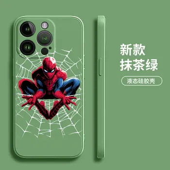 Green Goblin Spider Man Square Liquid Silicone Phone Case For iPhone 14 13 12 Mini 11 Pro XR X XS MAX 6S 7 8 Plus SE 2020 2022