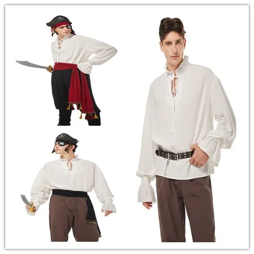 Medieval Vikings Shirts Ruffled Victorian Pirate Cosplay Costume Lace Up Shirt Belt Outfits Halloween Carnival Suit
Medieval Vikings Shirts Ruffled Victorian Pirate Cosplay Costume Lace Up Shirt Belt Outfits Halloween Carnival Suit