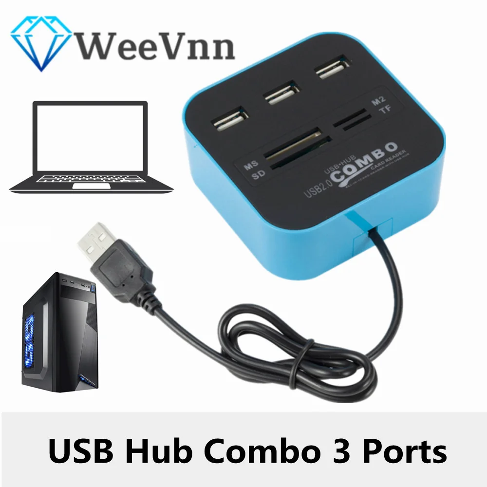 WeeVnn Hub Combo 3 Ports USB 2.0 Micro Card Reader SD/TF USB Splitter Hub Combo All In One for PC Computer Accessories
WeeVnn Hub Combo 3 Ports USB 2.0 Micro Card Reader SD/TF USB Splitter Hub Combo All In One for PC Computer Accessories