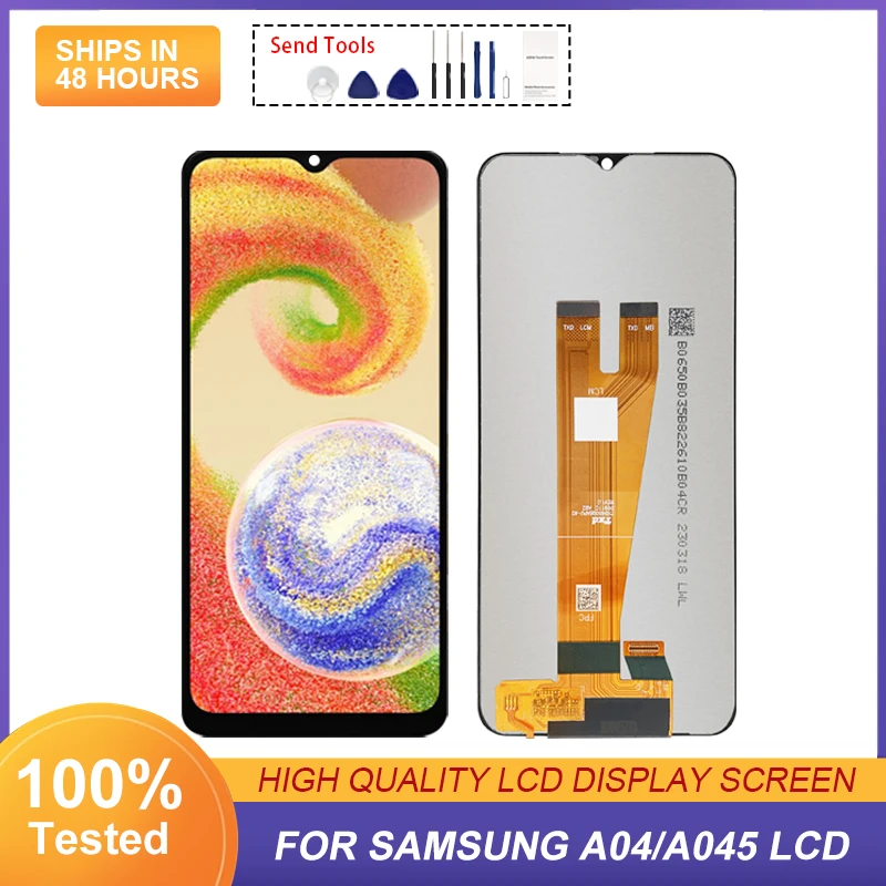 6.5 Inch A045 Display For Samsung Galaxy A04 LCD Touch Panel Screen Digitizer A045F A045M SM-A045F/DS Assembly With Tools 1Pcs
6.5 Inch A045 Display For Samsung Galaxy A04 LCD Touch Panel Screen Digitizer A045F A045M SM-A045F/DS Assembly With Tools 1Pcs