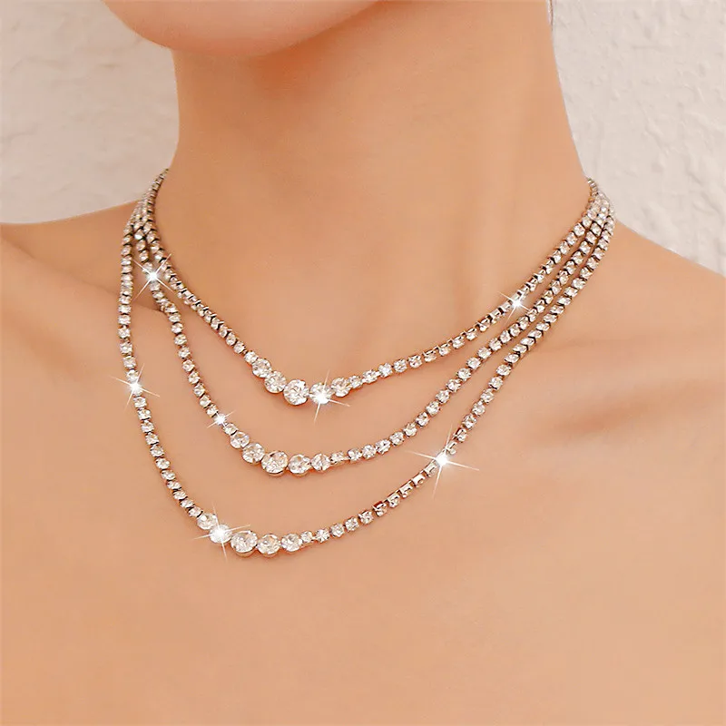 Fashion Multilayer Shiny Rhinestones Geometry Alloy Short Necklace For Women Luxury Wedding Chocker Necklace Jewelry Wholesale
Fashion Multilayer Shiny Rhinestones Geometry Alloy Short Necklace For Women Luxury Wedding Chocker Necklace Jewelry Wholesale