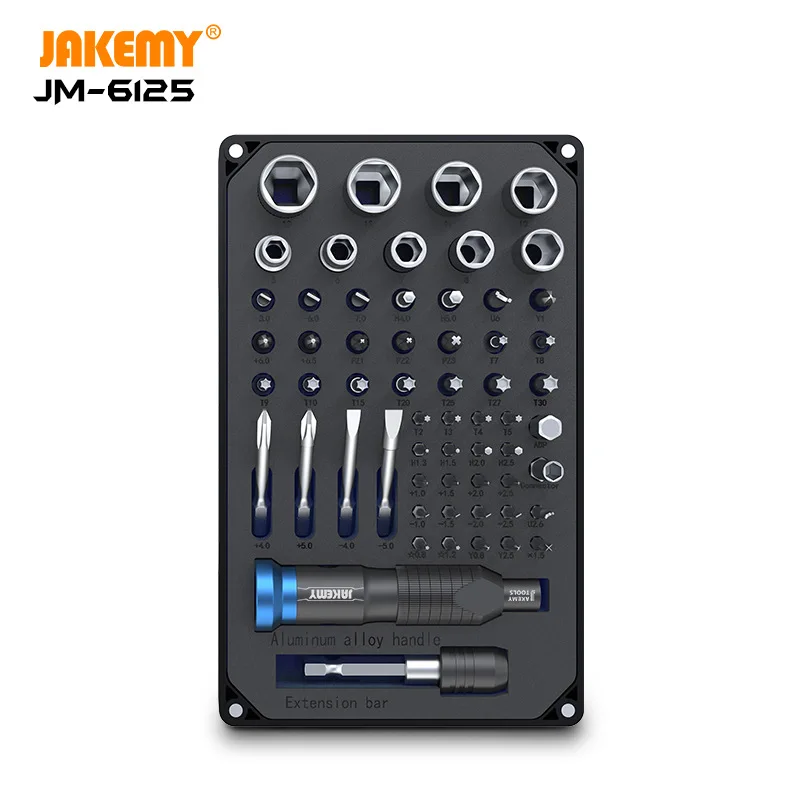 Набор профессиональных отверток JAKEMY JM-6125 60 в 1, многофункциональный инструмент для ремонта аксессуаров для ноутбука и очков
Набор профессиональных отверток JAKEMY JM-6125 60 в 1, многофункциональный инструмент для ремонта аксессуаров для ноутбука и очков
