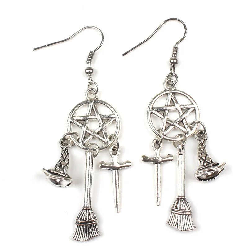 Retro Punk Magic Earrings Pentagram Enchanted Broom Novel Girl Women Jewelry Accessories Pendant Gift
Retro Punk Magic Earrings Pentagram Enchanted Broom Novel Girl Women Jewelry Accessories Pendant Gift