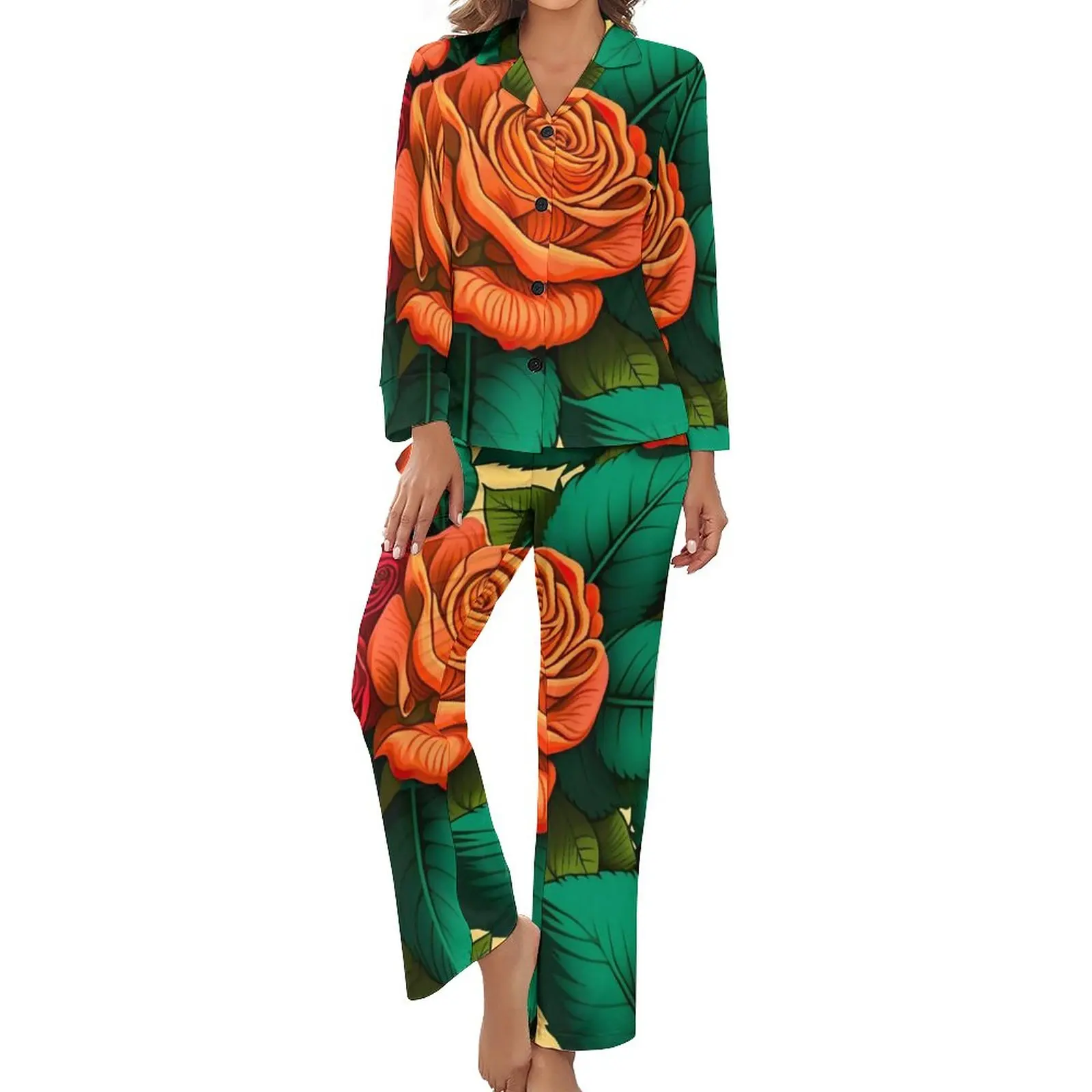 Floral Print Pajamas Female Red Rosses Romantic Home Suit Daily Long Sleeve Two Piece Casual V Neck Graphic Pajama Sets
Floral Print Pajamas Female Red Rosses Romantic Home Suit Daily Long Sleeve Two Piece Casual V Neck Graphic Pajama Sets