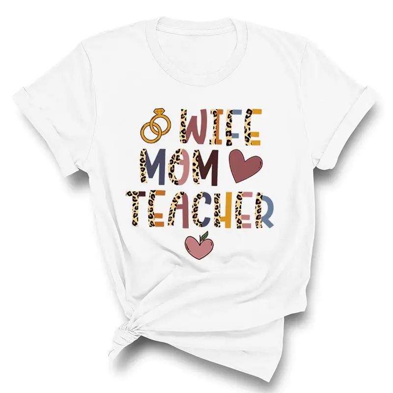Wife Mom Teacher Letter Printing T Shirt Women Harajuku Tshirts Unisex Casual Tops Teacher Clothing Gift Female Graphic T Shirts
Wife Mom Teacher Letter Printing T Shirt Women Harajuku Tshirts Unisex Casual Tops Teacher Clothing Gift Female Graphic T Shirts