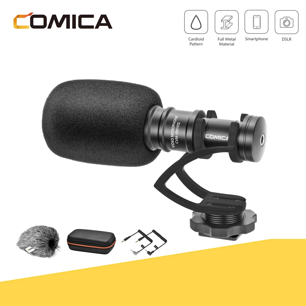 

Компактный видеомикрофон Comica CVM-VM10 II, кардиоидный направленный микрофон для смартфонов, экшн-камер GoPro, микро-одиночная запись
