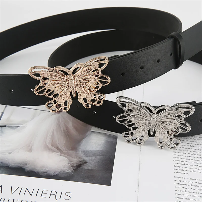 Vintage Women Belt Butterfly Alloy Snap PU Leather Waist Belt Metal Buckle Black Waist Band Strap Lady Simple Belt Wide Fashion
Vintage Women Belt Butterfly Alloy Snap PU Leather Waist Belt Metal Buckle Black Waist Band Strap Lady Simple Belt Wide Fashion