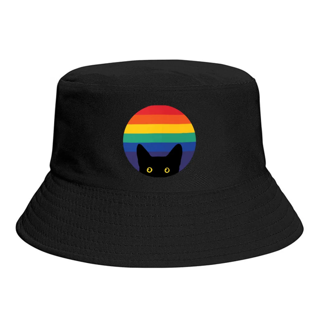 Summer Unisex Leisure Bucket Hat Peeking Cat in Rainbow Circle Women Men Fishing Hats Gray LGBT Pride Love Allyship Sun Hat
Summer Unisex Leisure Bucket Hat Peeking Cat in Rainbow Circle Women Men Fishing Hats Gray LGBT Pride Love Allyship Sun Hat