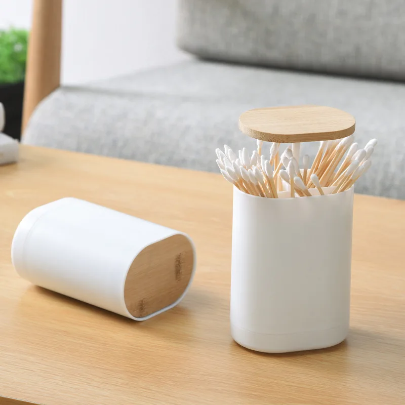 Cotton Swab Stick Storage Box Toothpick Tube Finishing Box Portable Automatic Pop-up Press With Bamboo Cover Toothpick Organizer
Cotton Swab Stick Storage Box Toothpick Tube Finishing Box Portable Automatic Pop-up Press With Bamboo Cover Toothpick Organizer