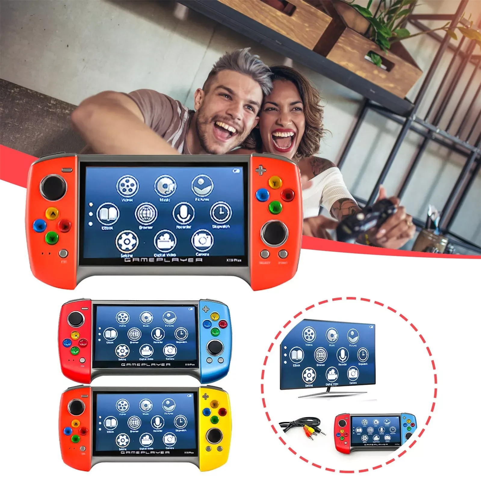 NEW2023 X19Plus Retro game console handheld with 5.1 inch Screen 8GB Built-in 1000 Game Stereo built-in dual speakers Boy gift 
NEW2023 X19Plus Retro game console handheld with 5.1 inch Screen 8GB Built-in 1000 Game Stereo built-in dual speakers Boy gift
