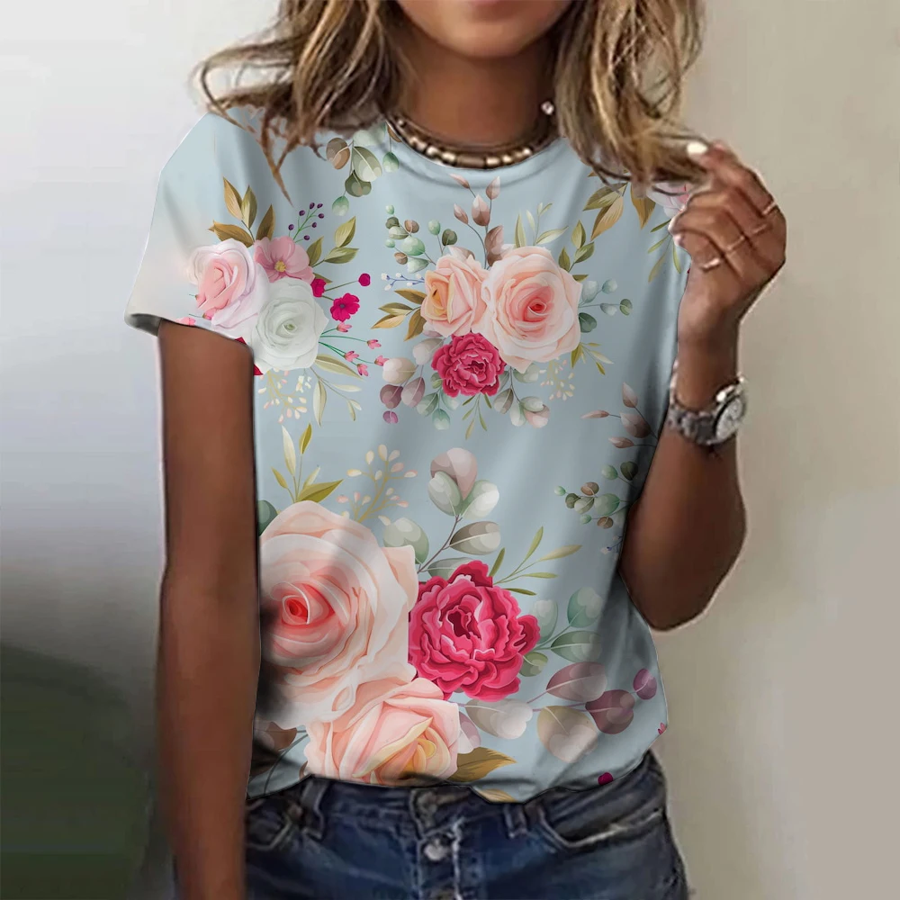 Summer Women's T-shirt Fashion Short Sleeved Tops 3D Floral Prints O-Neck Casual T Shirt For Women's Y2k Clothes Plus Size Tees
Summer Women's T-shirt Fashion Short Sleeved Tops 3D Floral Prints O-Neck Casual T Shirt For Women's Y2k Clothes Plus Size Tees