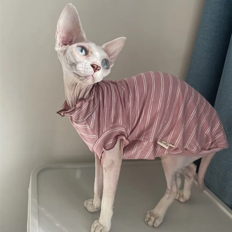 Stretchy Clothes For Sphinx Hairless cat Outfits Devon Rex Summer thin Lace Collar Stripped Cotton Shirt Sphynx Clothes for Cat
Stretchy Clothes For Sphinx Hairless cat Outfits Devon Rex Summer thin Lace Collar Stripped Cotton Shirt Sphynx Clothes for Cat