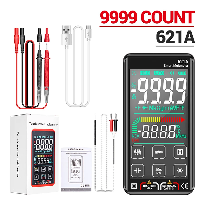 LCD Digital Multimeter Resistance Meter Measuring Tool 9999 Counts Auto Range Rechargeable NCV Non-contact Voltmeter Ammeter
LCD Digital Multimeter Resistance Meter Measuring Tool 9999 Counts Auto Range Rechargeable NCV Non-contact Voltmeter Ammeter