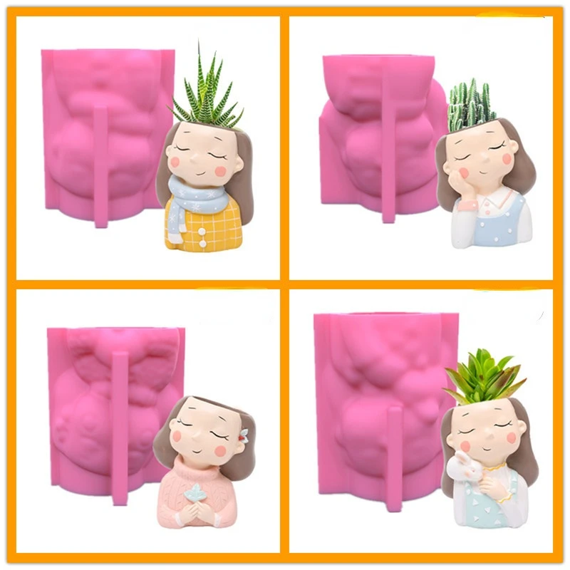 Squint Girl Silicone Mold Resin Cement Plaster Candle Silicone Mold Small Flower Pot Mold Epoxy Resin Molds Home Decoration
Squint Girl Silicone Mold Resin Cement Plaster Candle Silicone Mold Small Flower Pot Mold Epoxy Resin Molds Home Decoration