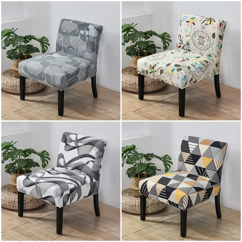 

Bohemia Style Armless Chair Cover Spandex Stretch Sofa Slipcover Flower Leaves Printed Stool Covers Couch Protector Dining Room
