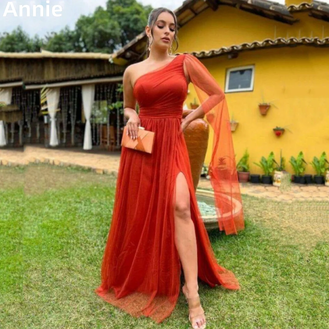 Annie Sloping Shoulder Side Slit Prom Dresses Elegant Lady Evening Dress Orange Tulle 2023فساتين سهره فاخره Formal Occasions
Annie Sloping Shoulder Side Slit Prom Dresses Elegant Lady Evening Dress Orange Tulle 2023فساتين سهره فاخره Formal Occasions