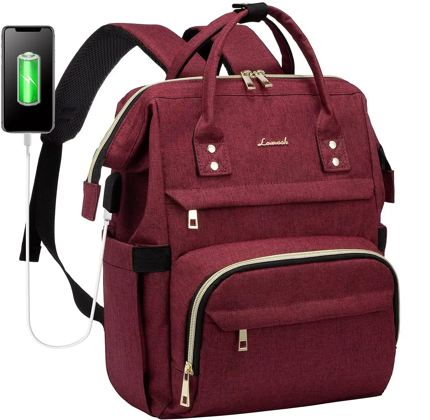 Laptop Backpack Women, 14" Cute Teacher Nurse Work Bag, Waterproof College Book Bag Computer Bag with USB -Wine red
Laptop Backpack Women, 14" Cute Teacher Nurse Work Bag, Waterproof College Book Bag Computer Bag with USB -Wine red