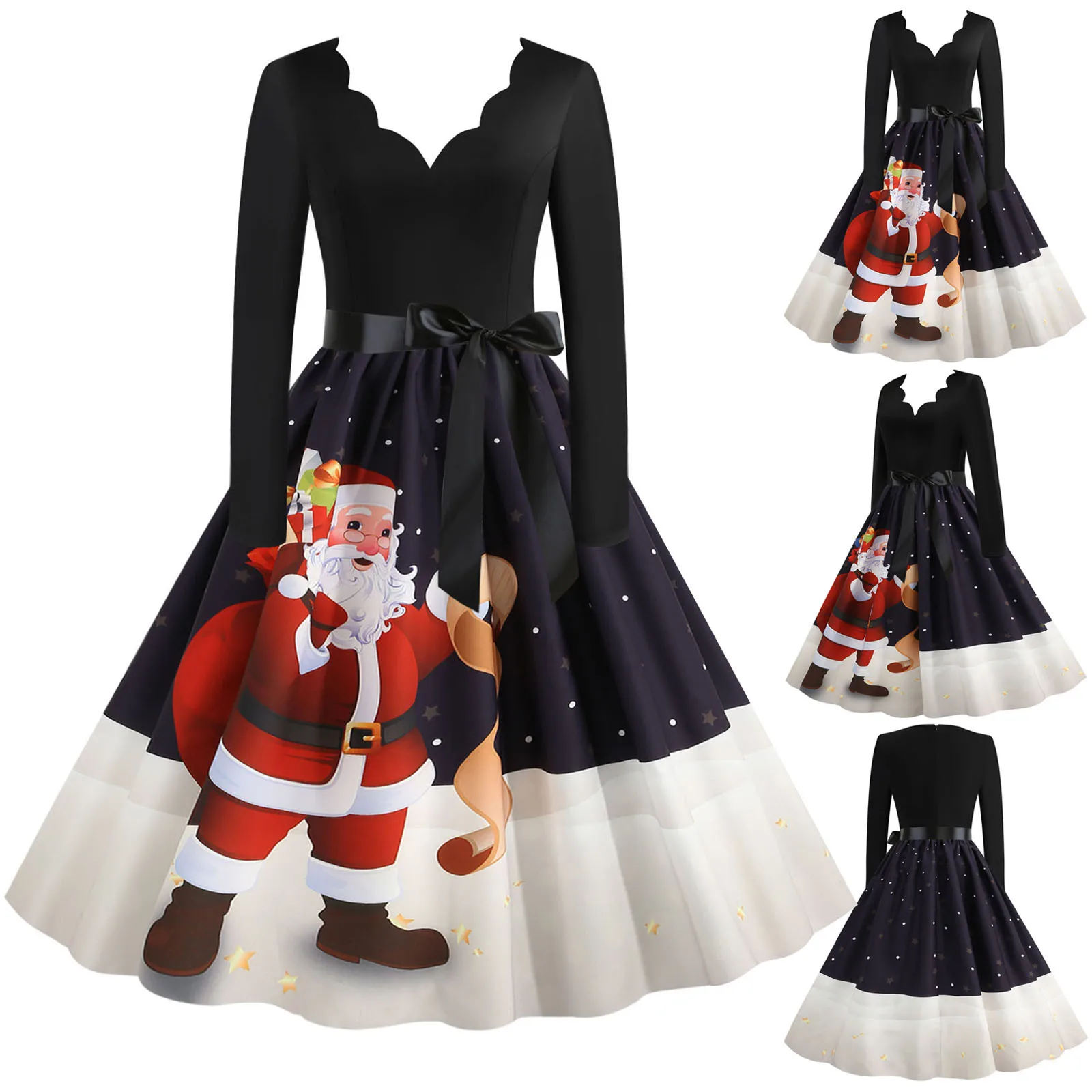 Merry Christmas Dress 2023 Ladies Vintage Dress Christmas Printed V-Neck Long Sleeves 1950s Housewife Evening vestidos de mujer
Merry Christmas Dress 2023 Ladies Vintage Dress Christmas Printed V-Neck Long Sleeves 1950s Housewife Evening vestidos de mujer