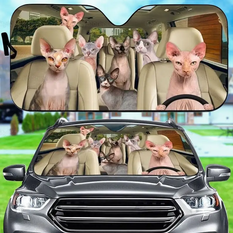 Sphynx Car Sunshade, Cat Family Sunshade, Cat Car Accessories, Car Decoration, Gift Owner Cat, Windshield Sunshade LNG182202A31
Sphynx Car Sunshade, Cat Family Sunshade, Cat Car Accessories, Car Decoration, Gift Owner Cat, Windshield Sunshade LNG182202A31