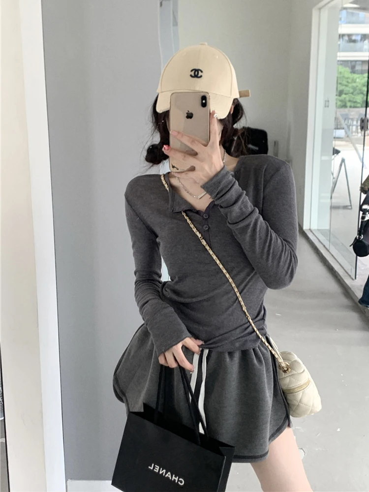 Однотонная облегающая футболка в стиле ретро с длинным рукавом, женские корейские футболки в стиле Харадзюку, топы, японская женская одежда...
Однотонная облегающая футболка в стиле ретро с длинным рукавом, женские корейские футболки в стиле Харадзюку, топы, японская женская одежда...