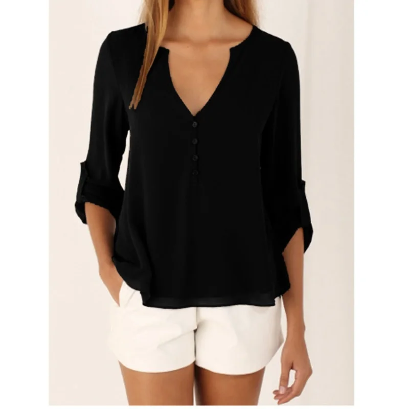 2022 Women Shirts Summer Autumn Casual V-neck Chiffon Blouse Women Tops And Blouses Long Sleeve Black White Ladies Blouse Shirt
2022 Women Shirts Summer Autumn Casual V-neck Chiffon Blouse Women Tops And Blouses Long Sleeve Black White Ladies Blouse Shirt
