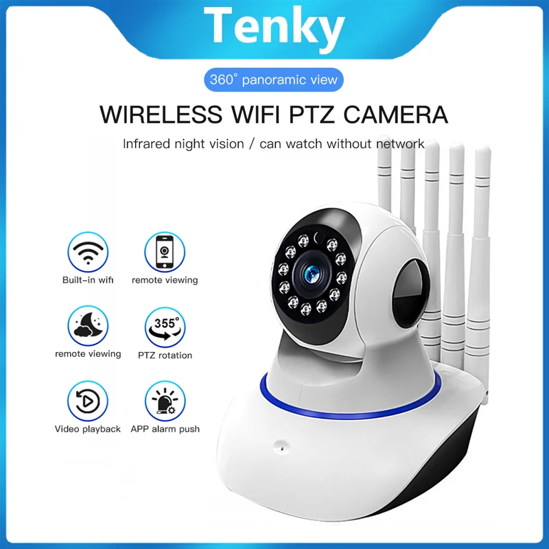Tenky 1080P HD IP Camera 5 Wifi IP Antennas With 360º Rotation IR Night Vision Motion Alarm Home Security Surveillence Camera
Tenky 1080P HD IP Camera 5 Wifi IP Antennas With 360º Rotation IR Night Vision Motion Alarm Home Security Surveillence Camera