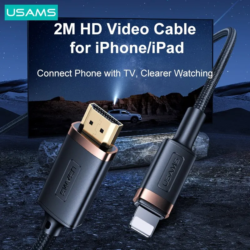 USAMS 2m 1080P Lightning to HDMI-Compatible Ultra HD Audio Video Cable For iPhone iPad TV Box Displayer Laptop VR Equipment 
USAMS 2m 1080P Lightning to HDMI-Compatible Ultra HD Audio Video Cable For iPhone iPad TV Box Displayer Laptop VR Equipment