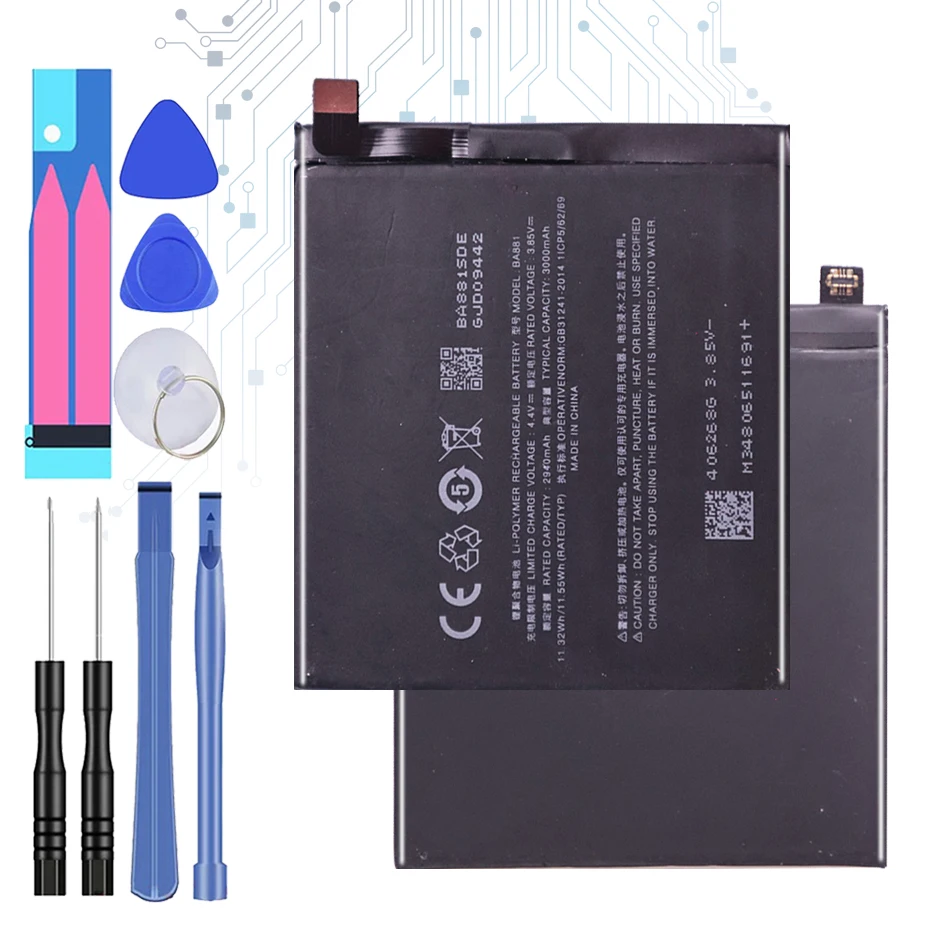 BA881 3000mAh Mobile Phone Battery For Meizu 15 M881M/M881Q
BA881 3000mAh Mobile Phone Battery For Meizu 15 M881M/M881Q