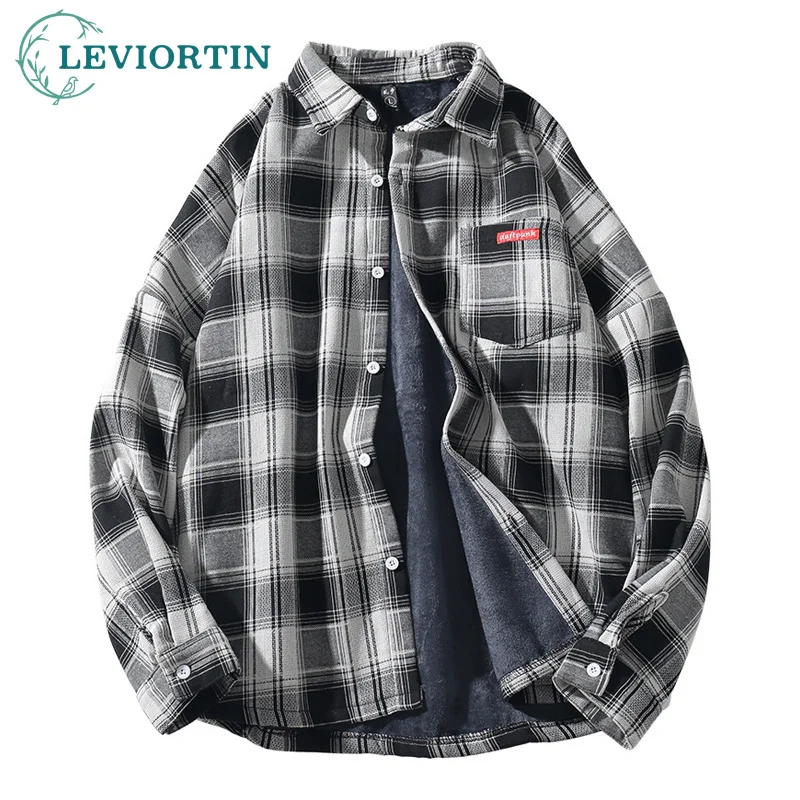 Рубашка мужская Осенняя в клетку, хлопок, длинный рукав, Повседневная теплая одежда, бархатная одежда 
Рубашка мужская Осенняя в клетку, хлопок, длинный рукав, Повседневная теплая одежда, бархатная одежда