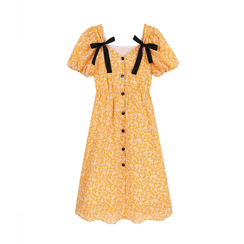 Midi For Women Summer Casual Elegant Tender Puff Sleeve Bow Tie A-Line Single Breasted V-neck Floral Dress Ins Newest
Midi For Women Summer Casual Elegant Tender Puff Sleeve Bow Tie A-Line Single Breasted V-neck Floral Dress Ins Newest