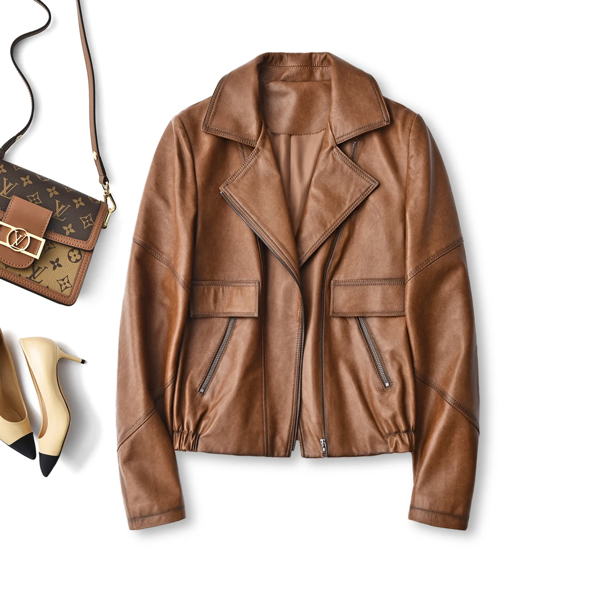 Genuine Leather Winter Jacket Women Vintage Zipper Pockets Spring/Autumn Sheepskin High Quality Leather Jacket 2022
Genuine Leather Winter Jacket Women Vintage Zipper Pockets Spring/Autumn Sheepskin High Quality Leather Jacket 2022