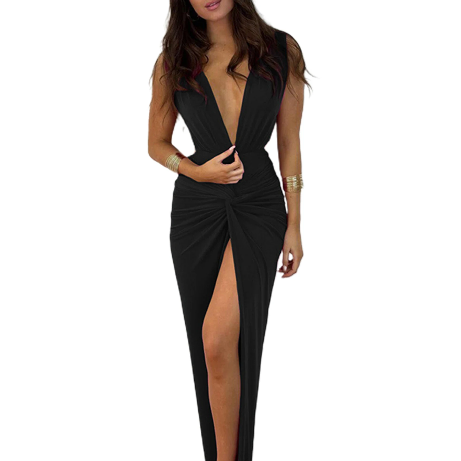 Women Deep V-Neck Split Dresses Prom Party Sexy Ladies Backless Evening Dress Solid Bodycon Ruched Dress Tight Long Dress Solid
Women Deep V-Neck Split Dresses Prom Party Sexy Ladies Backless Evening Dress Solid Bodycon Ruched Dress Tight Long Dress Solid
